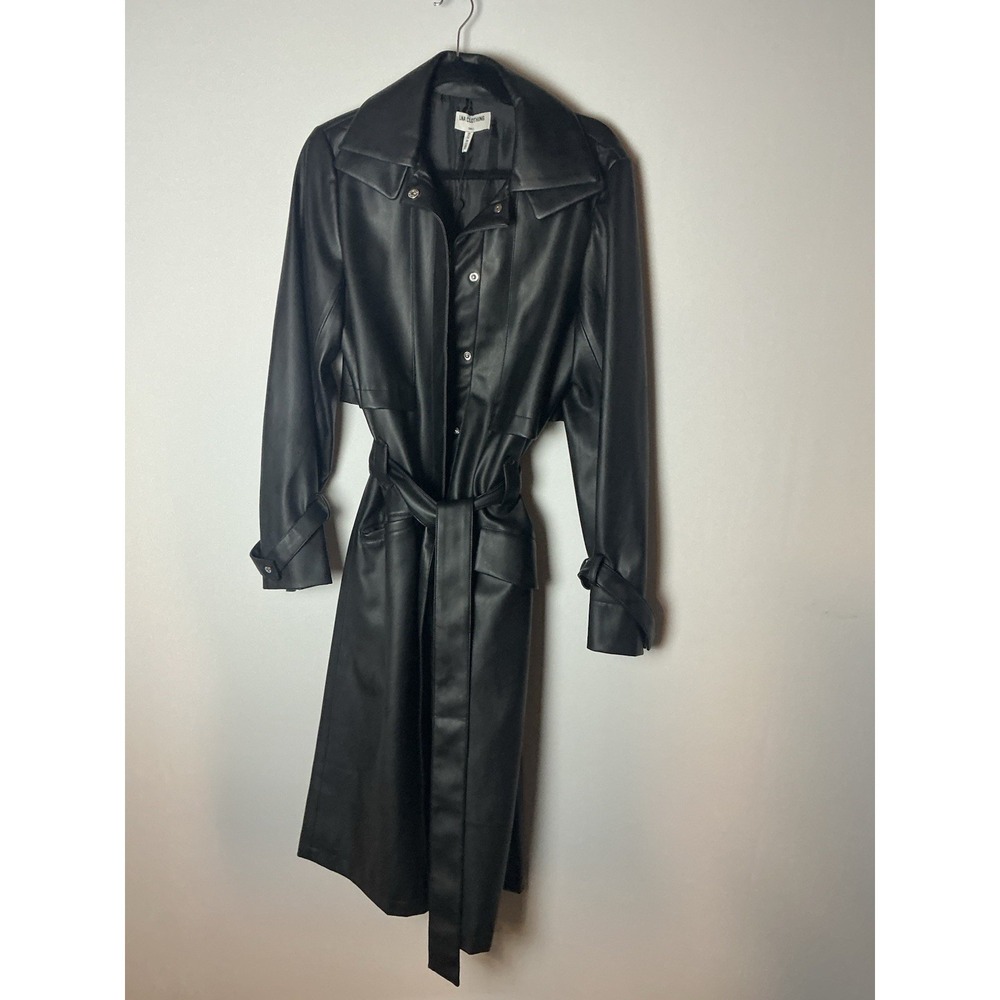 LNA Clothing Black Vegan Leather Trench Coat Sz: S NWT